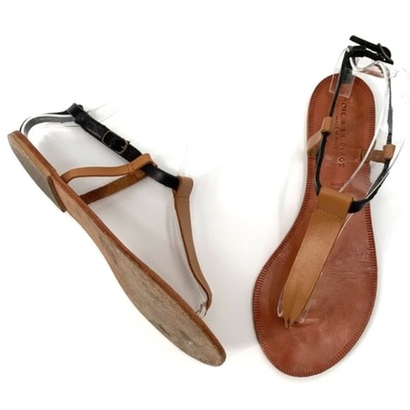 Joie Shoes - JOIE A LA PLAGE Thong Sandals T Strap Leather Tan